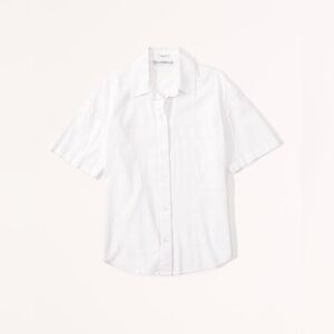 Abercrombie & Fitch White Short Sleeve Button-Down Shirt